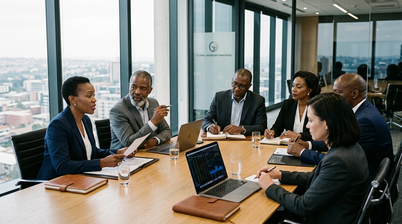 Aurex Advisors executive board and senior advisory team in strategic session